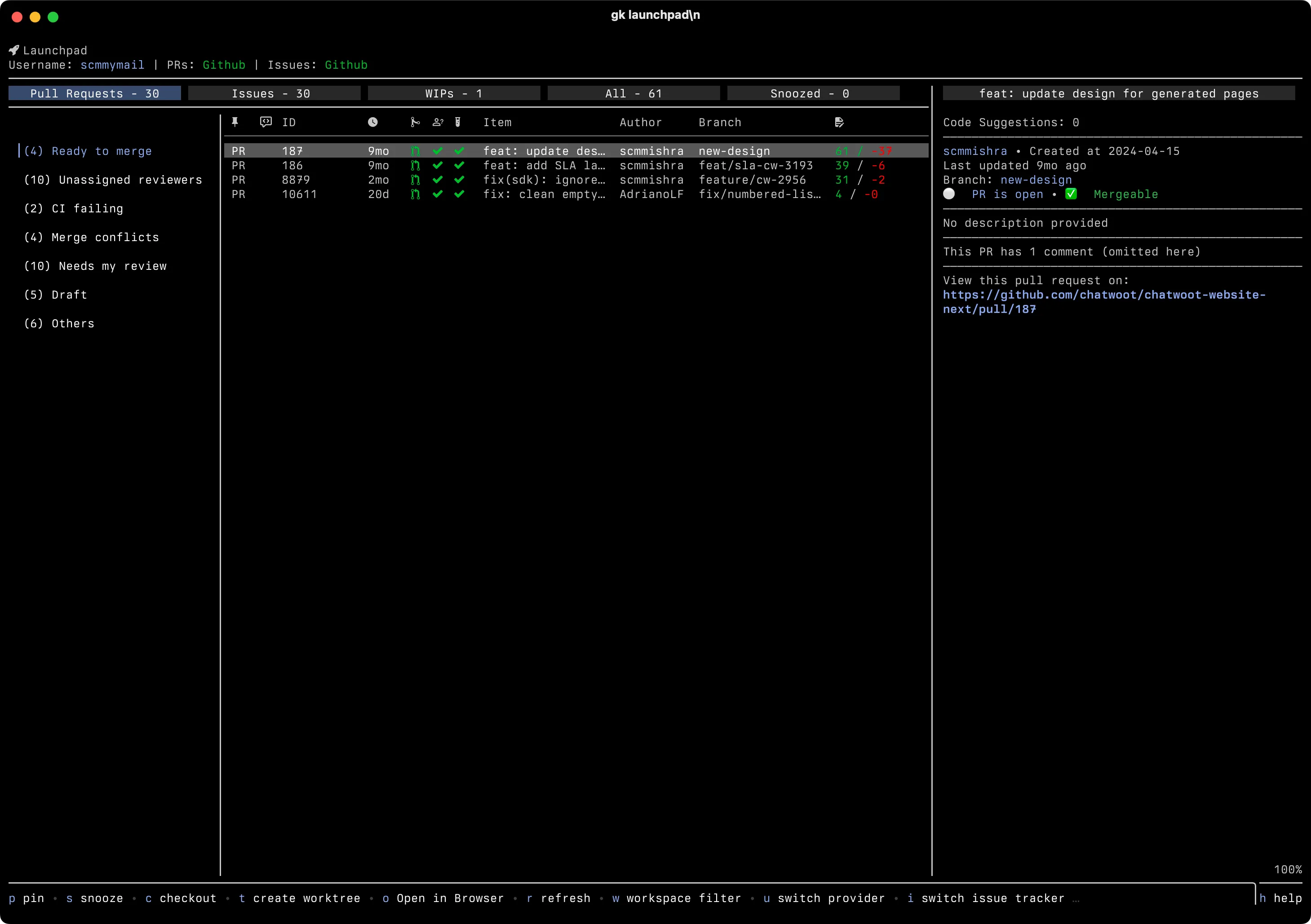 Screenshot of terminal app called gk-cli