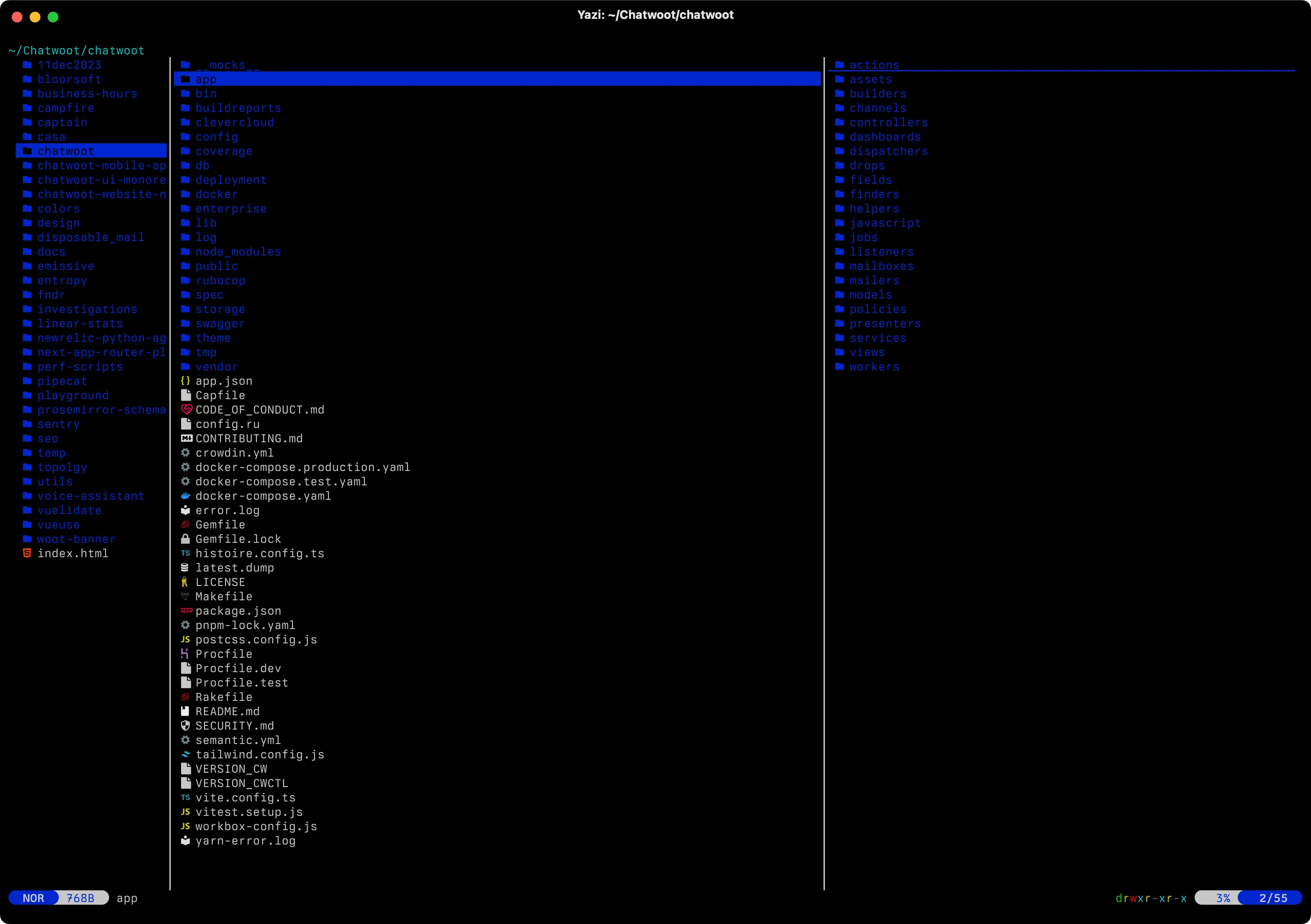 Screenshot of terminal app called yazi